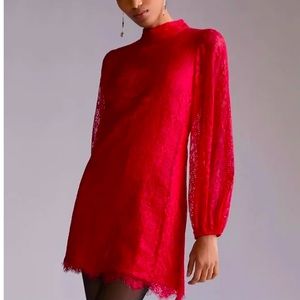 NWOT Anthropologie Maeve Open-Back Lace Mini Dress size 12